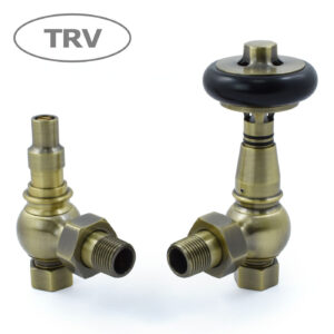 Amberley Thermostatic Radiator Valves – Antique Brass (Angled TRV)